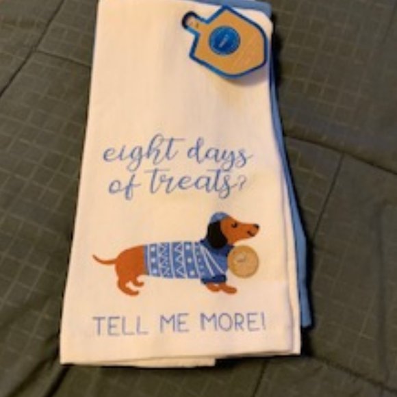 Set of 3 Eight days of treats Chanukah dachshund dish towels - Picture 1 of 6